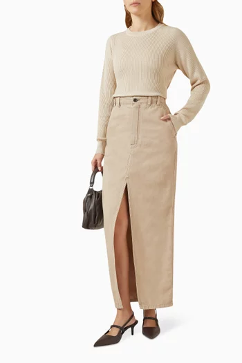 Monili Chino Maxi Skirt in Cotton Blend