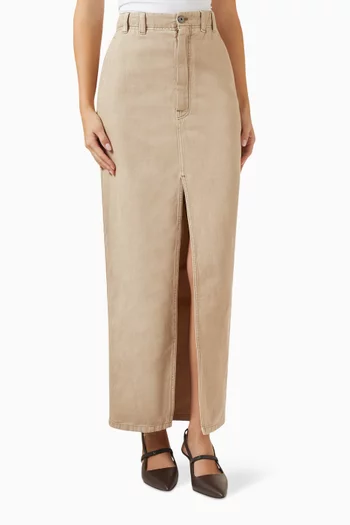 Monili Chino Maxi Skirt in Cotton Blend