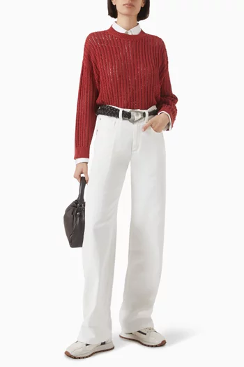 Openwork Sweater in Cotton-knit