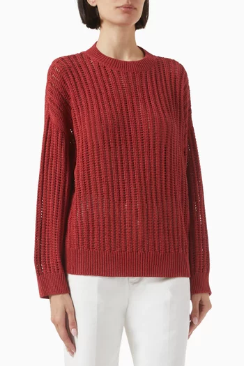 Openwork Sweater in Cotton-knit