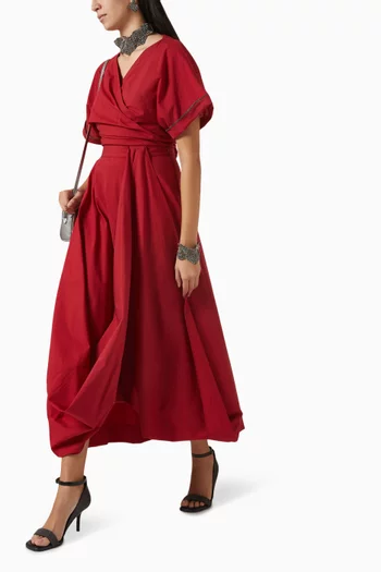 Bubble-hem Maxi Skirt in Cotton Blend