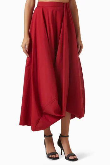 Bubble-hem Maxi Skirt in Cotton Blend