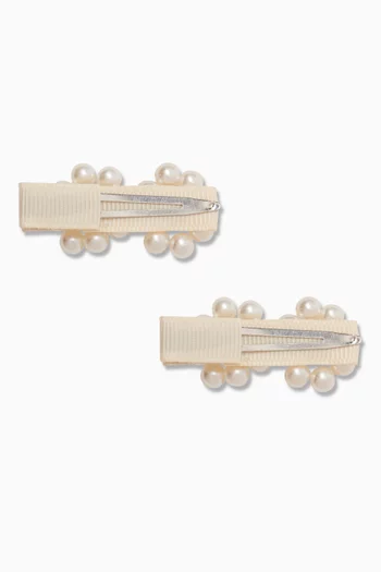 Pearl Flower Hair Clips, Set of 2