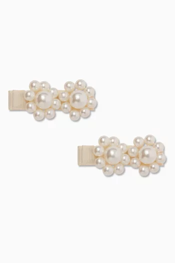 Pearl Flower Hair Clips, Set of 2