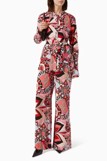 Aubree Printed Wide-leg Pants in Crepe