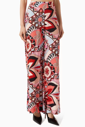 Aubree Printed Wide-leg Pants in Crepe
