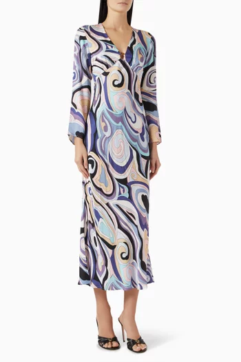 Terri Printed Midi Dress in Satin