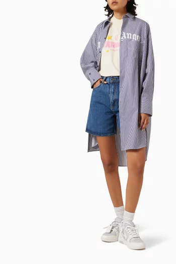 Striped Logo Shirt Dress in Cotton