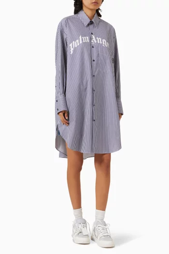 Striped Logo Shirt Dress in Cotton
