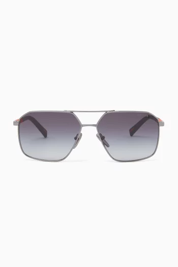 Rectangular Oversized Sunglasses in Metal