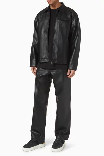Straight-leg Pants in Faux Leather