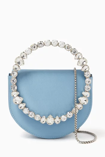 Mini Lily Crystal-embellished Top-handle Bag in Satin