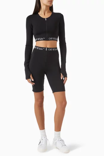Logo-band Crop Top in Stretch Nylon