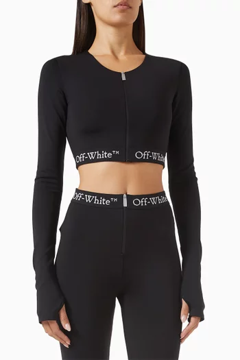 Logo-band Crop Top in Stretch Nylon