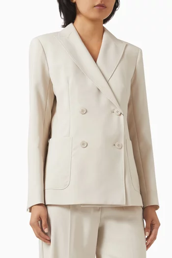 Double-breasted Blazer in Wool-canvas