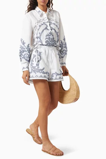Hazel Embroidered Shorts in Organic Cotton