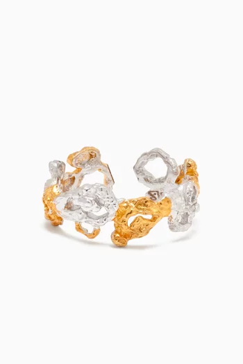 Riverstone Mix Ring in 925 Sterling Silver & 24kt Gold