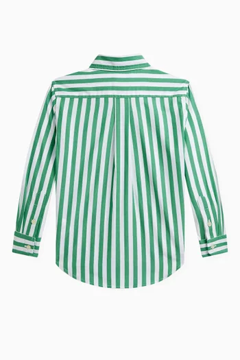 Striped Logo Polo Shirt in Cotton