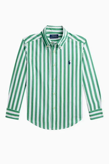 Striped Logo Polo Shirt in Cotton