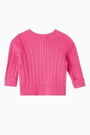 Embroidered-pony Cardigan in Cable-knit