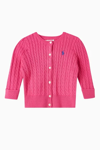Embroidered-pony Cardigan in Cable-knit