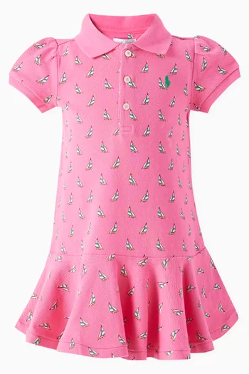 Allover Print Polo Dress in Pique-knit