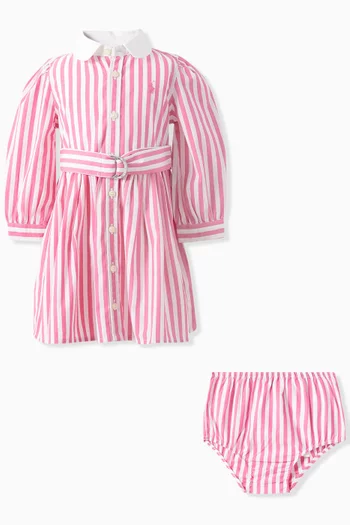 Striped Dress & Bloomers Set in Cotton