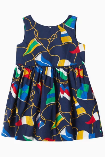 All-over Printed Dress & Bloomers Set in Cotton