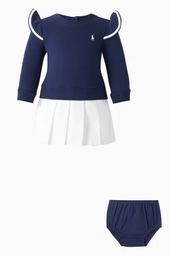 Frill Dress & Bloomers Set in Cotton-blend