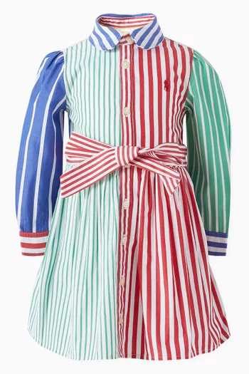 Striped Shirt Dress in Cotton