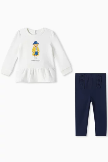 Polo Bear-print Top & Leggings Set in Cotton-blend