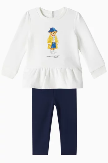 Polo Bear-print Top & Leggings Set in Cotton-blend