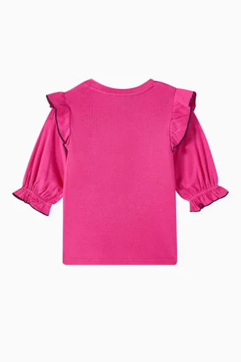 Embroidered-pony Frill T-shirt in knit