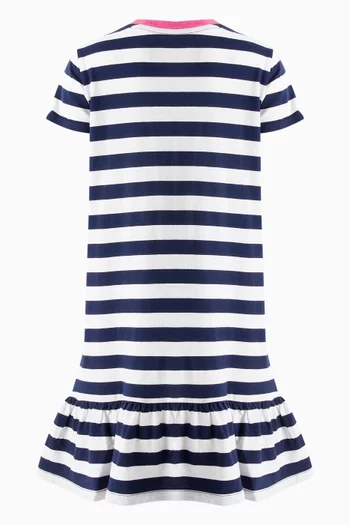 Striped Bear-print Dress in Cotton