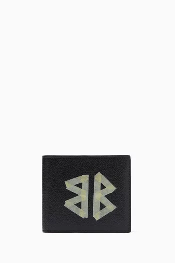 محفظة ثنائية الطيّ بشعار الماركة بتصميم أشرطة جلد