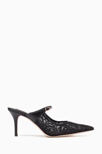 حذاء مفتوح سورينتو بسير بإبزيم وكعب 75 مم دانتيل مطرز