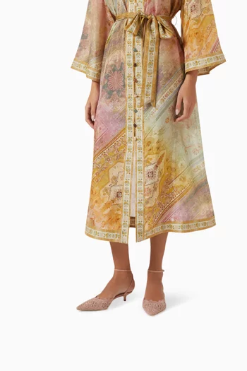 حذاء كلاسيك أمالفي بسير حول الكاحل وكعب 35 مم دانتيل مطرز