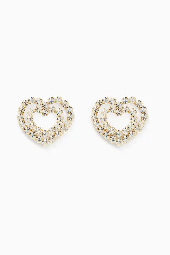 Nuances Double Heart Earrings in 18kt Gold-plated Brass