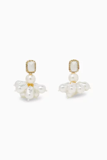 Fantaisie Pearl Earrings in 18kt Gold-plated Brass