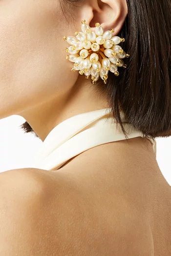 Vallee Etoilee Clip-on Earrings in Gold-plated Brass