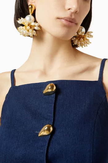 Vallee Etoilee Pearl Drop Earrings in 18kt Gold-plated Brass