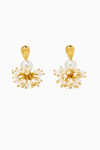 Vallee Etoilee Pearl Drop Earrings in 18kt Gold-plated Brass