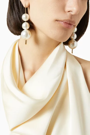 Holidays Pearl Earrings in 18kt Gold-plated Brass