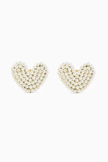 Coeur Volants Clip Earrings in 18kt Gold-plated Brass