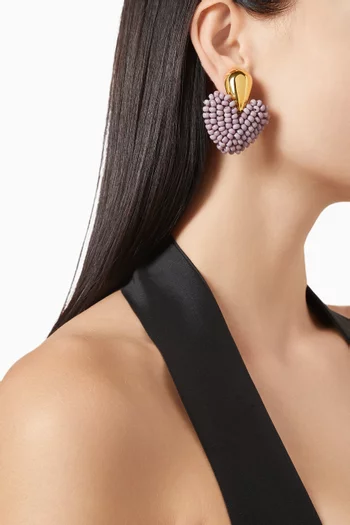 'Coeur Tombants' Clip-on Drop Earrings in 18kt Gold-plated Brass