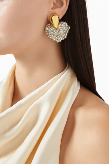 'Coeur Tombants' Clip-on Drop Earrings in 18kt Gold-plated Brass