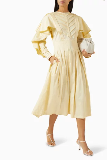 Ronita Ruffle Midi Dress in Cotton