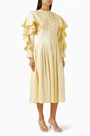 Ronita Ruffle Midi Dress in Cotton