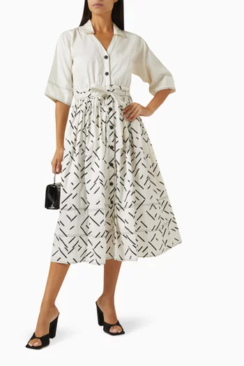 Delta Belted Midi Dress in Cotton