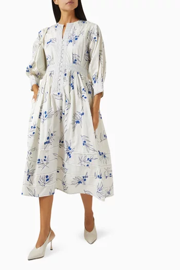 River Printed Midi Dress in Cotton